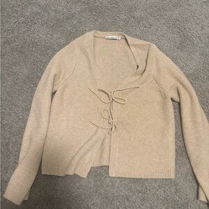 Abercrombie & Fitch Sparkle Tie-Front Cardigan - Beige